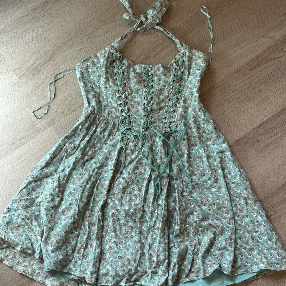 Free People Green Floral Casual Dress